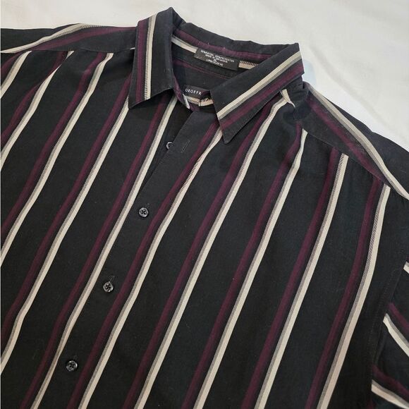 Geoffrey Beene Black Shirt with Burgundy and White Stripes - Picture 2 of 4